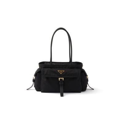 PRADA EXPLORE MEDIUM RE-NYLON AND LEATHER TOTE BAG 1BG596 (31*17*11cm)